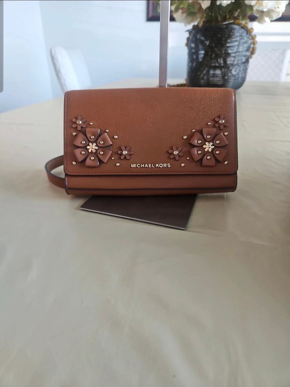 Brown leather flower Michael Kors belt bag